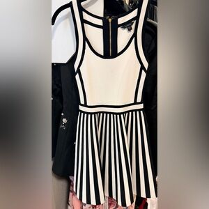 Guess Black & White Striped Fit-and-Flare Dress XS